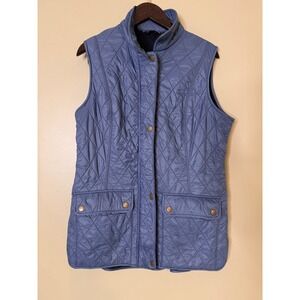 Barbour Womens Quilted Fleece Lined Vest Blue Periwinkle Snap Zip Gilet Size 10